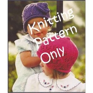 New Fiber Trends CH-3 Child's Lace Cap Hat Flower Bow Knitting Pattern